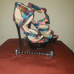 Liliana Floral Stiletto Platform Heels Sz-8